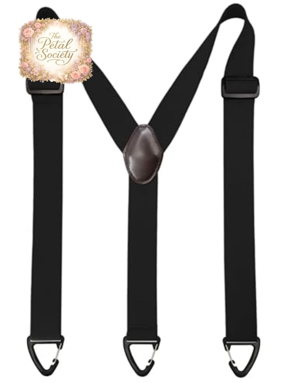 Men's Y-Shape Leather Suspenders 1.5-Inch Hidden Belt Loop 3 Hooks